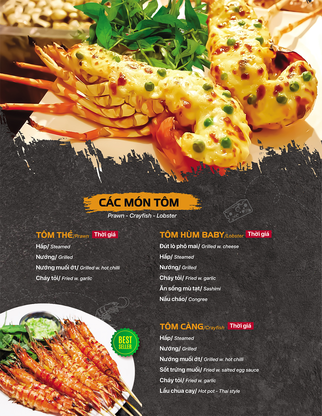 Trang thực đơn các món tôm
